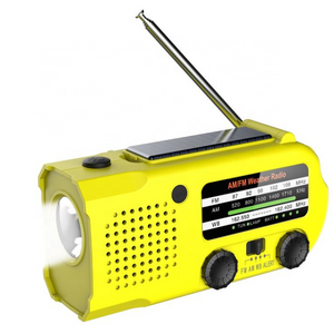 SOS am fm noaa emergency dynamo radio hand crank solar radio with reading lamp earphone jack