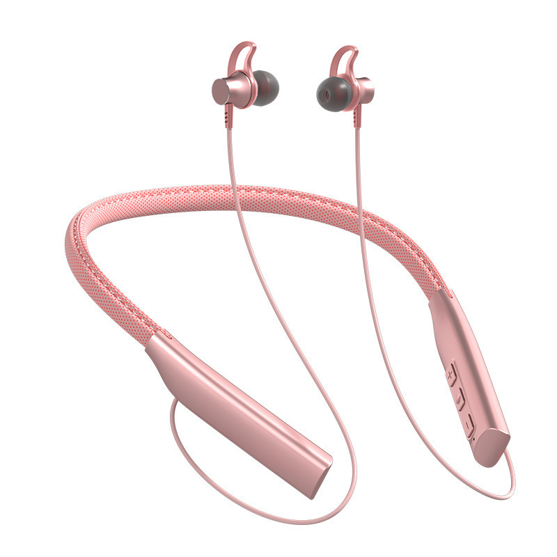 Factory New fashion bluetooth pu leather neckband  wireless earphones neck earbuds sport bluetooth BT5.0 wireless headset