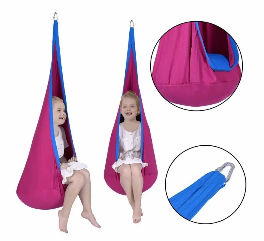 Kids Pod Swing Hanging Seat Child Hammock Chair Indoor and Outdoor Sensory Swing 100% Cotton