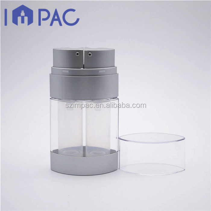 Airless custom empty dual chamber dispenser bottle for day night cream