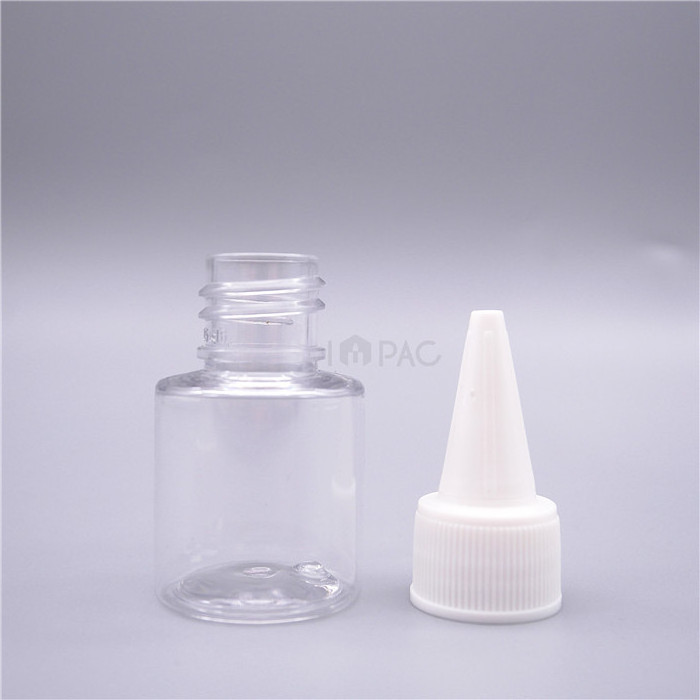 round empty clear small empty eyelash glue plastic bottle 15ml with cone cap