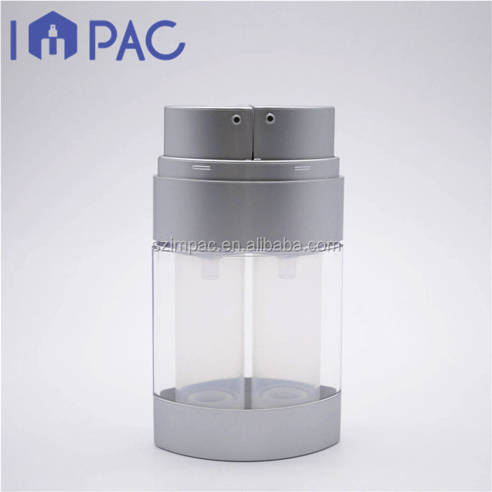 Airless custom empty dual chamber dispenser bottle for day night cream