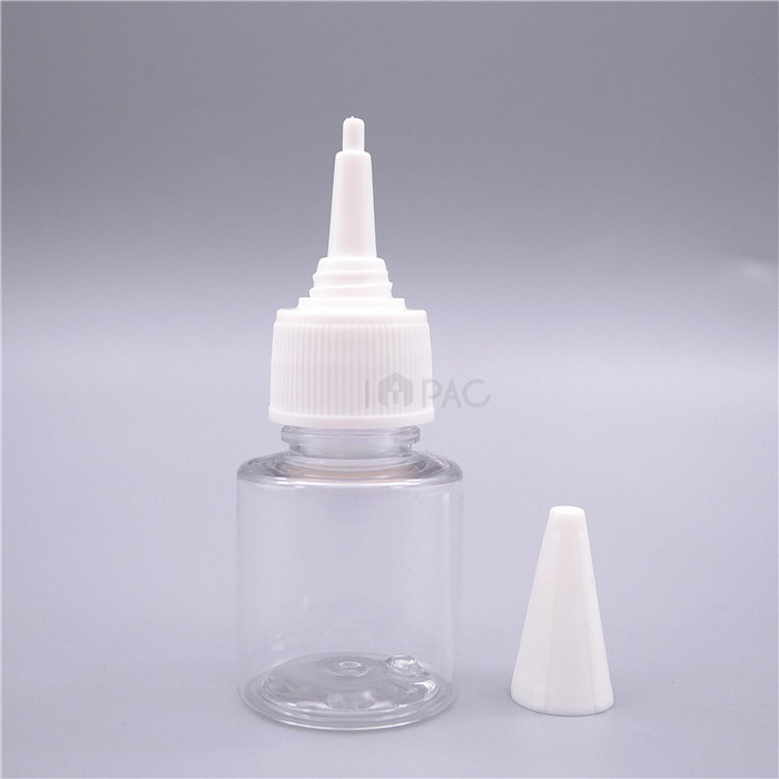 round empty clear small empty eyelash glue plastic bottle 15ml with cone cap