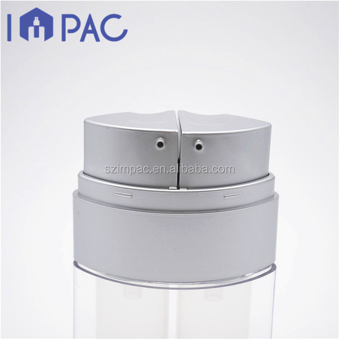 Airless custom empty dual chamber dispenser bottle for day night cream