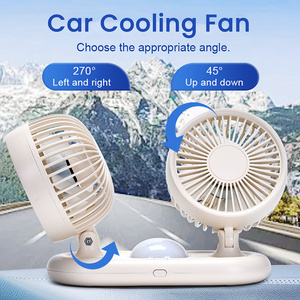 IMYCOO Hot Sale Rechargeable USB DC 5V/12V Double Head Car Cooling Fan With Led Light Portable Vehicle Fan For Car/SUV/RV/Truck