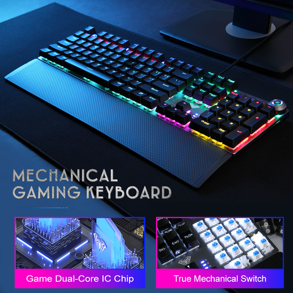 Customizable F2088 RGB USB Mechanical Gaming Keyboard Multicolor Switch 108 Keys Wired cable Game keyboard