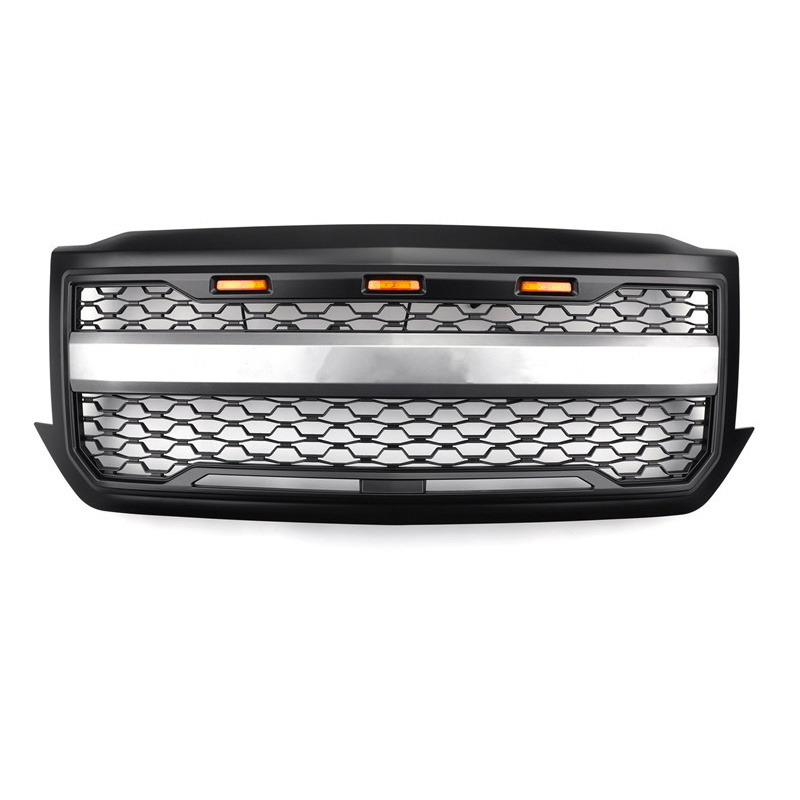 Front Bumper Hood Grille For 2016-2018 Chevy Silverado 1500 Matte Black Mesh Grille