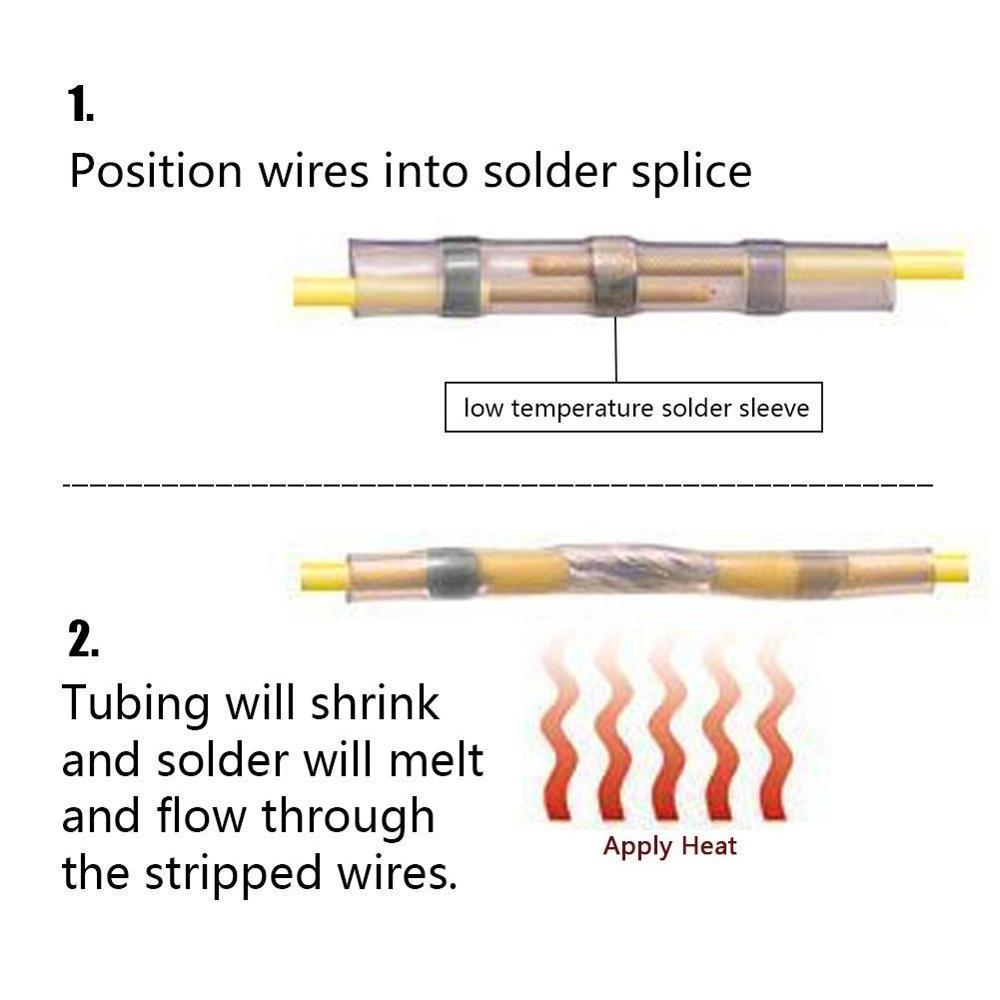 120PCS Solder Seal Wire Connectors, Heat Shrink Butt Connectors Terminals Electrical Waterproof Insulated Marine Auto copper