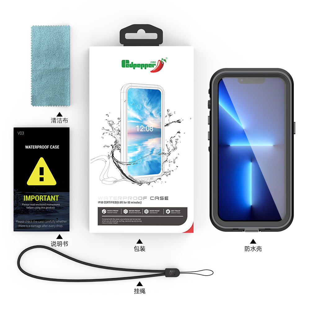 Waterproof Case For Iphone 14 Pro Max Underwater Diving Swimming Full Cover Screen Protector Phone Case