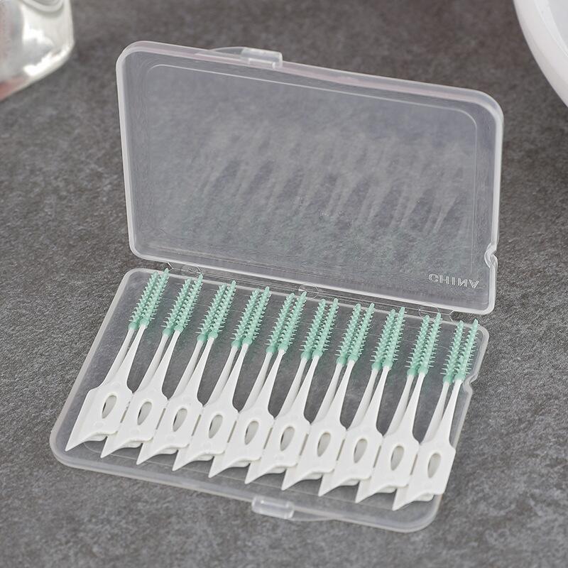 Custom portable 20pcs soft rubber toothpick silicone dental pick teeth cleaning silicone interdental brush