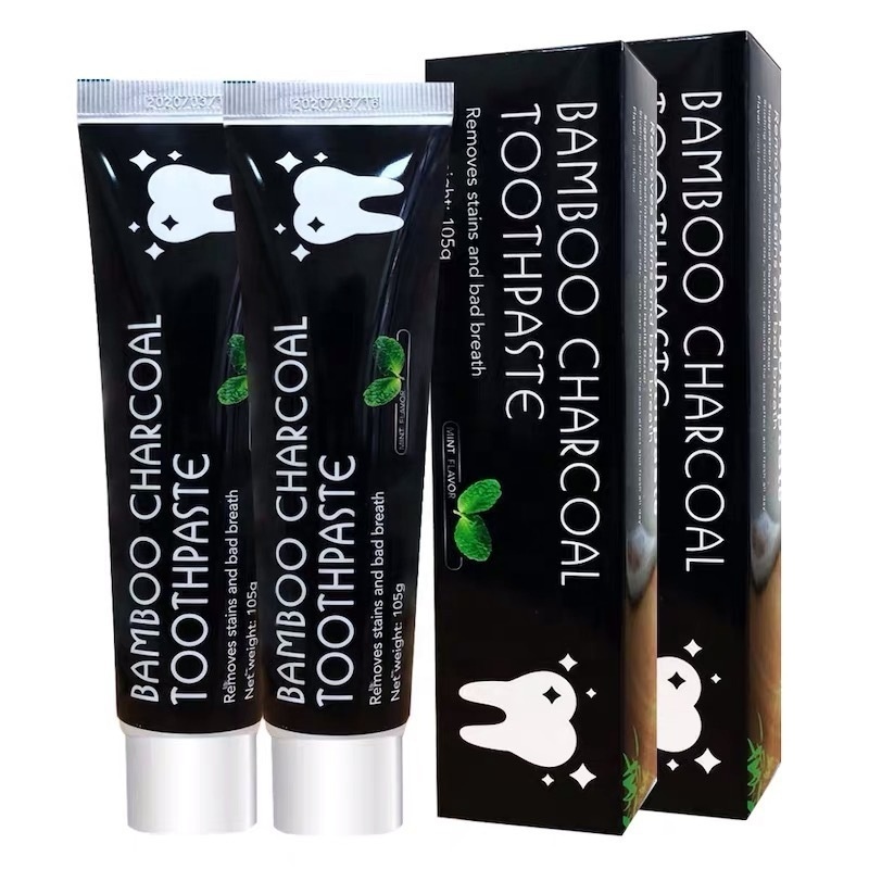 Organic natural bamboo activated charcoal mint flavor private label toothpaste teeth whitening toothpaste