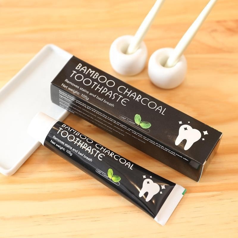 Organic natural bamboo activated charcoal mint flavor private label toothpaste teeth whitening toothpaste