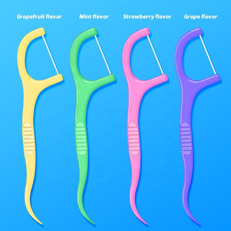 Multi natural organic fruit flavoured dental flosser picker tooth pick dental floss pick colored dental floss pick