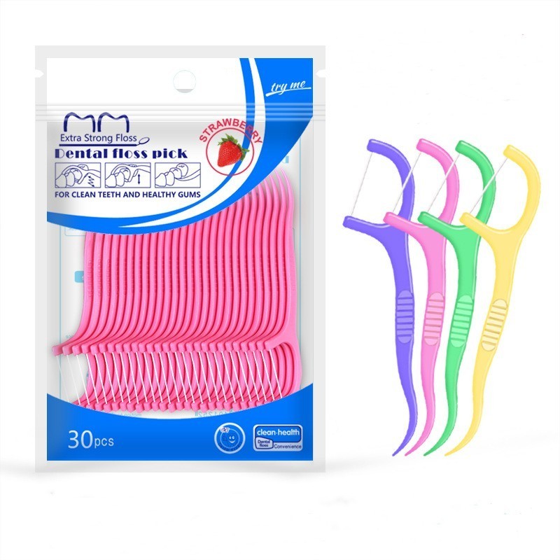 Multi natural organic fruit flavoured dental flosser picker tooth pick dental floss pick colored dental floss pick