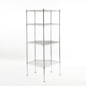 4 Layers chrome plated metal Multiple Shelving Units on Wheels wire shelving unit with corner units