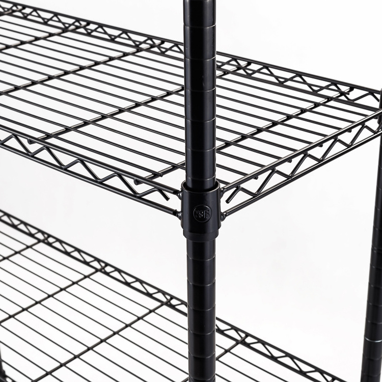 Light Duty Wire Mesh Shelving Black Epoxy Coating Wire Closet Shelving Rack