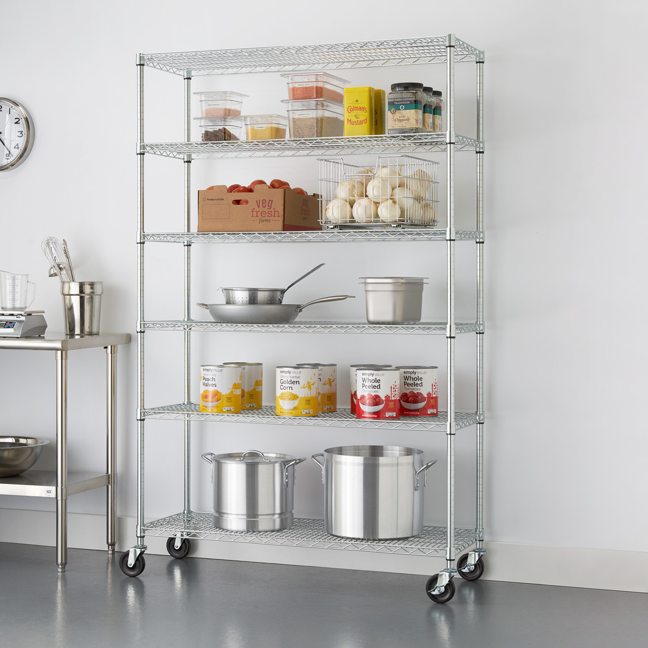 6-Tier  48x18x72| Wire Shelving |NSF  Wheels  Chrome storage racks shelving units