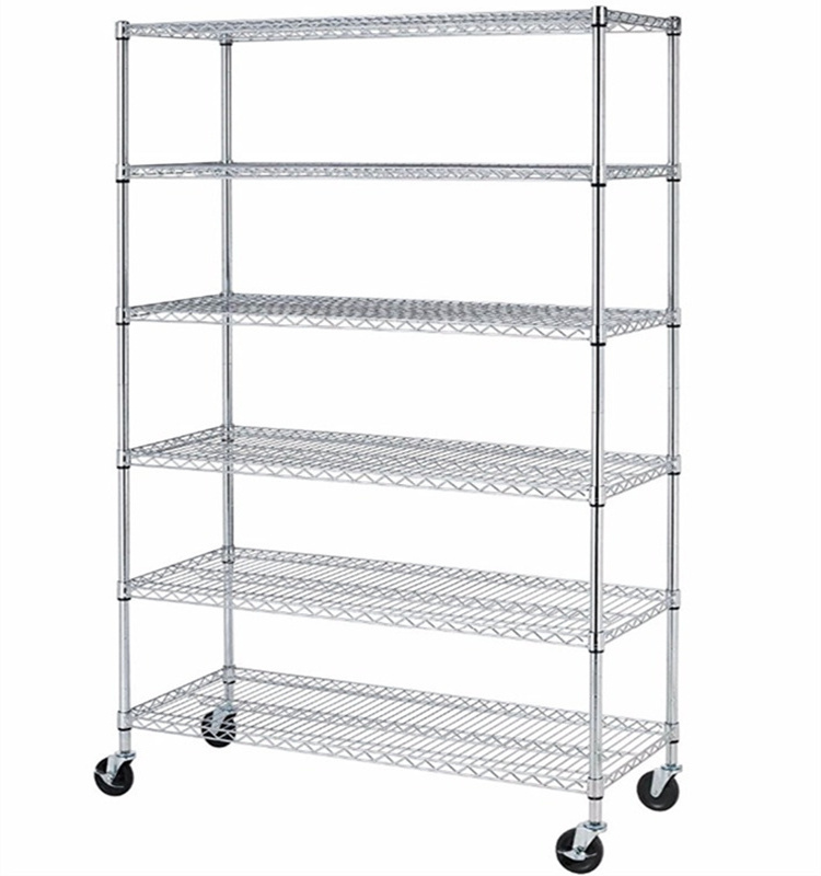 Silver 6-Tier Heavy Duty Metal Wire Shelving Unit (48 in. W x 72 in. H x 24 in. D)Chrome wire shelving