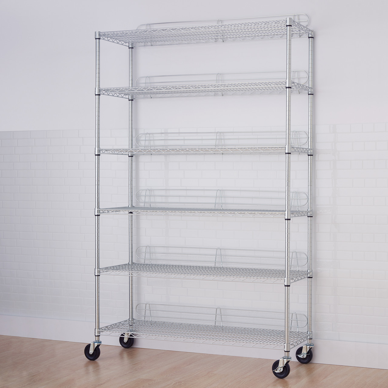 6-Tier  48x18x72| Wire Shelving |NSF  Wheels  Chrome storage racks shelving units