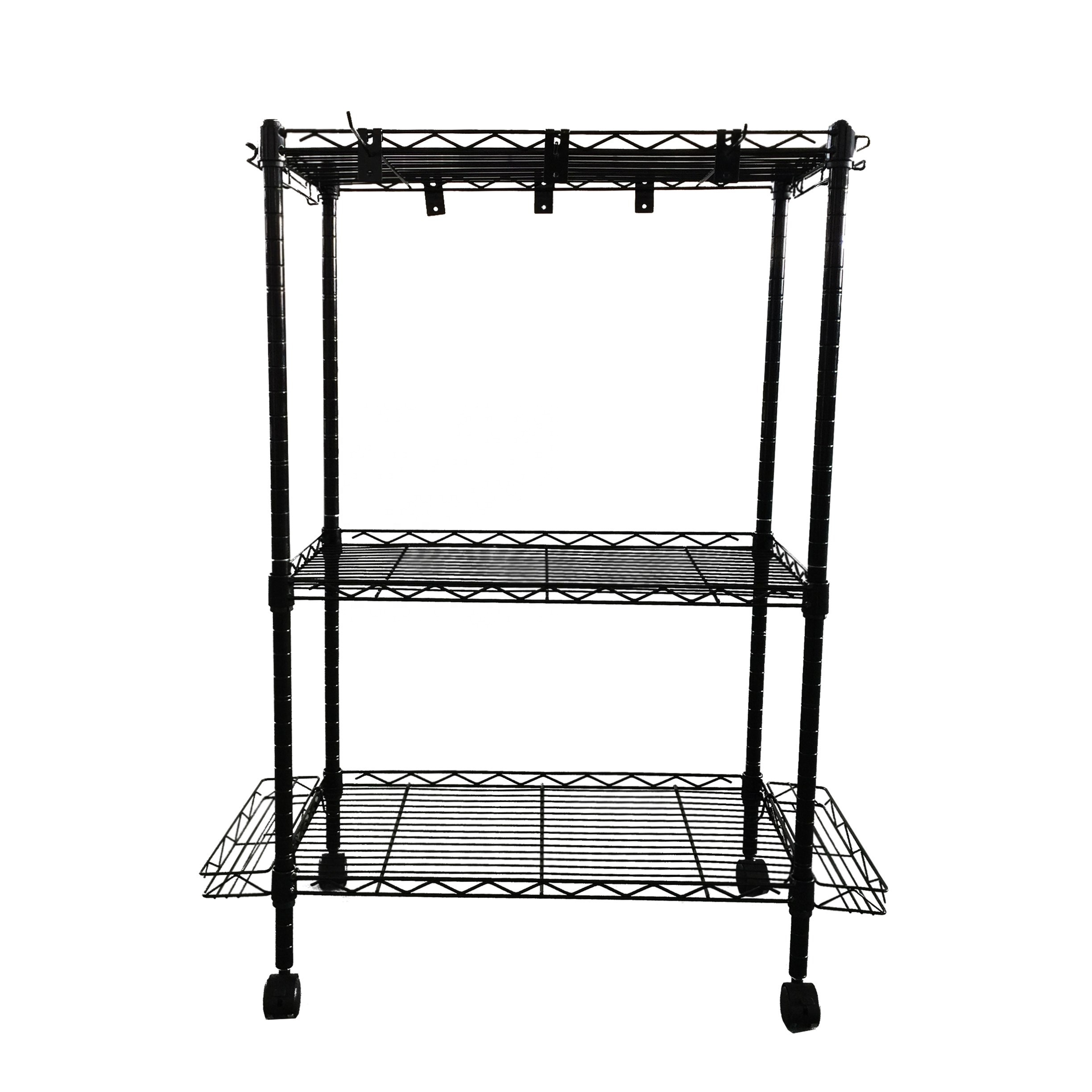 Black Coating NSF Adjustable Fishing Wire Closet Shelving Gears Metal Fishing Shelf