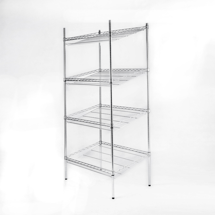 NSF Approved 4 Wheels Easy Moving Slanted Basket Rack Wire Shelving shelf customized design for sale