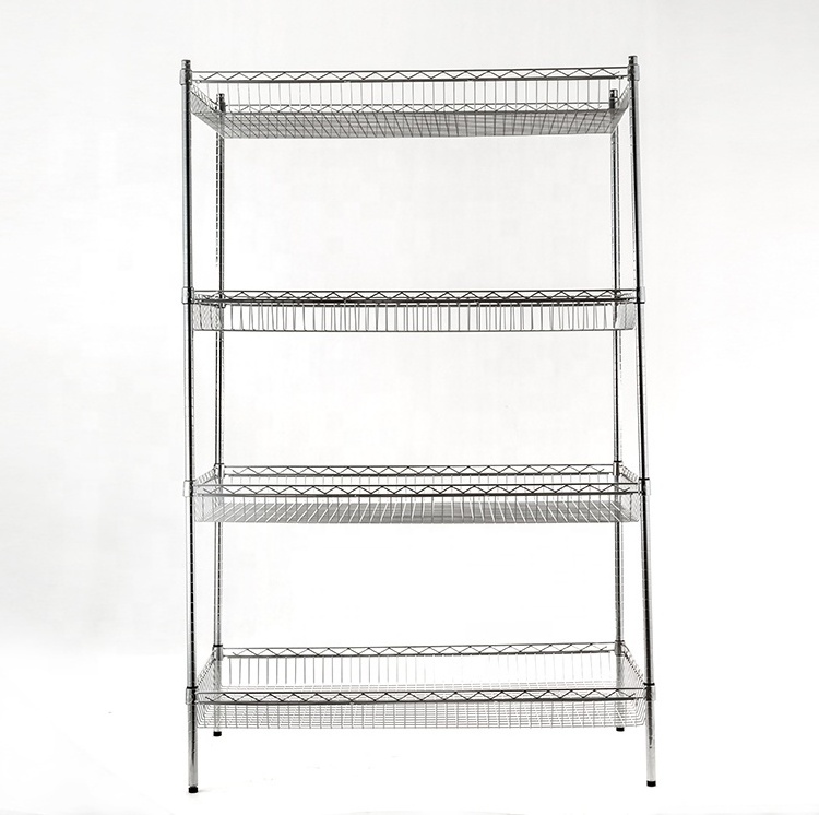 NSF Commercial Wire Shelf Chrome Plated Wire Basket Shelves With Four Layers customized design for sale