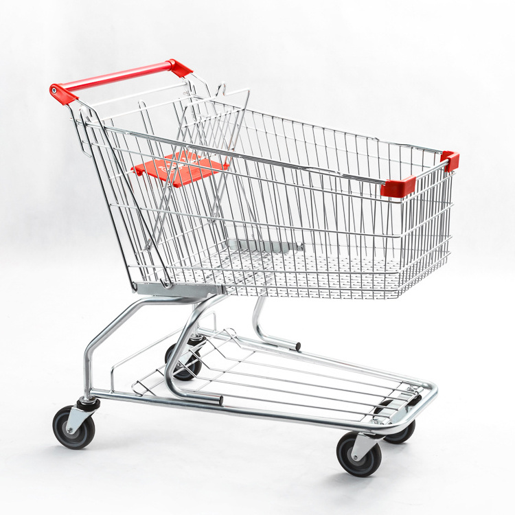 Supermarket Store Unfolding Powder Coated Shopping Cart Shopping Trolleys