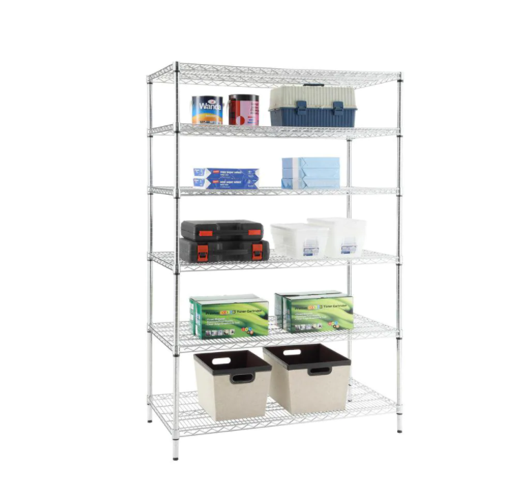 Silver 6-Tier Heavy Duty Metal Wire Shelving Unit (48 in. W x 72 in. H x 24 in. D)Chrome wire shelving