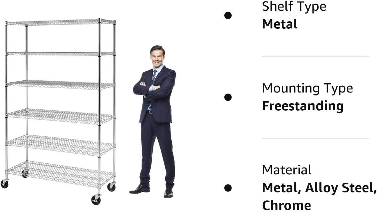 6-Tier  48x18x72| Wire Shelving |NSF  Wheels  Chrome storage racks shelving units