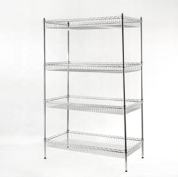 NSF Commercial Wire Shelf Chrome Plated Wire Basket Shelves With Four Layers customized design for sale