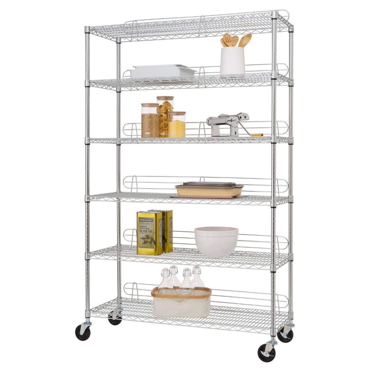 6-Tier  48x18x72| Wire Shelving |NSF  Wheels  Chrome storage racks shelving units