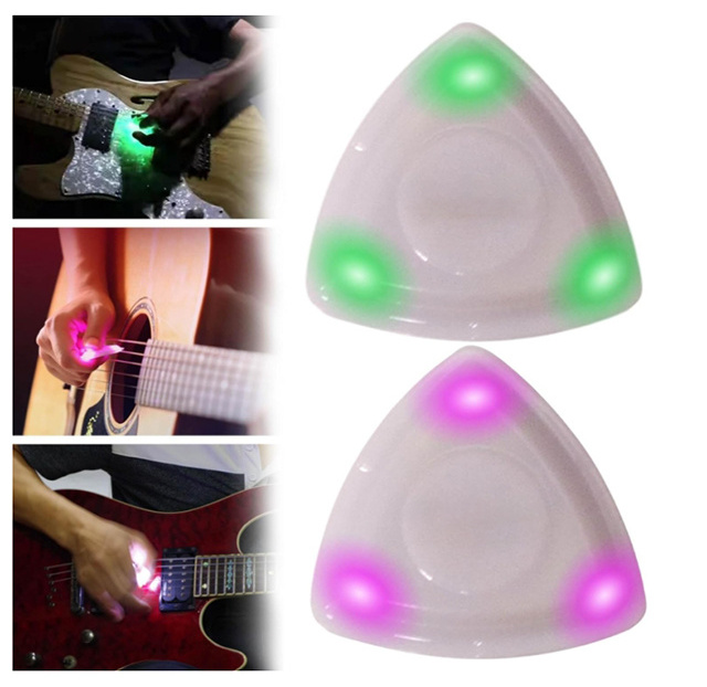 iWord LED Guitar Pick Folk Guitar Glowing Plectrum Luminous Pick For Electric Acoustic Guitar Mandolin Bass Durable