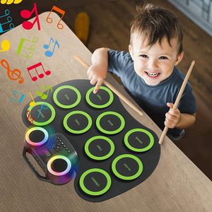 Electronic table portable silicone rolling drum pad percussion roll drum kit with drum sticks