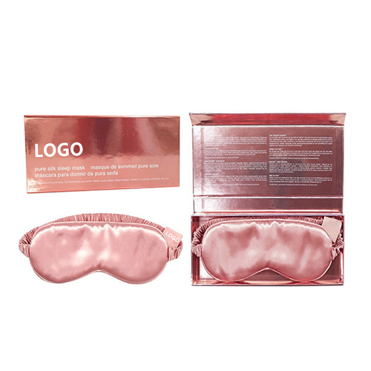 16mm custom embroidery double-sided solid color silk sleep mask sain Blindfold silk eye mask