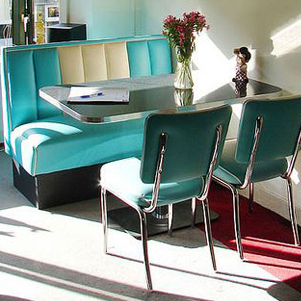 Black and white American style bel air retro diner table and booth seating set 50s retro dining bel air furniture