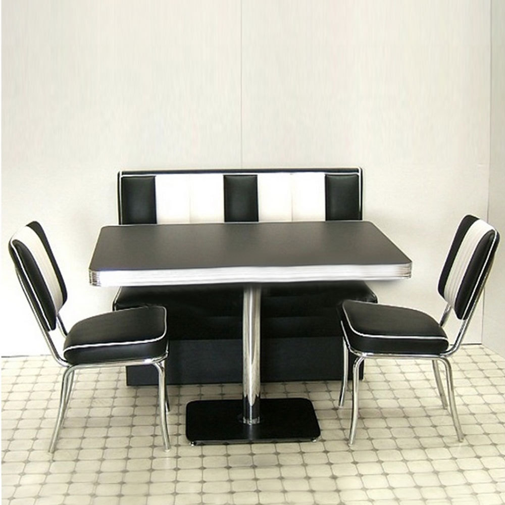 Black and white American style bel air retro diner table and booth seating set 50s retro dining bel air furniture