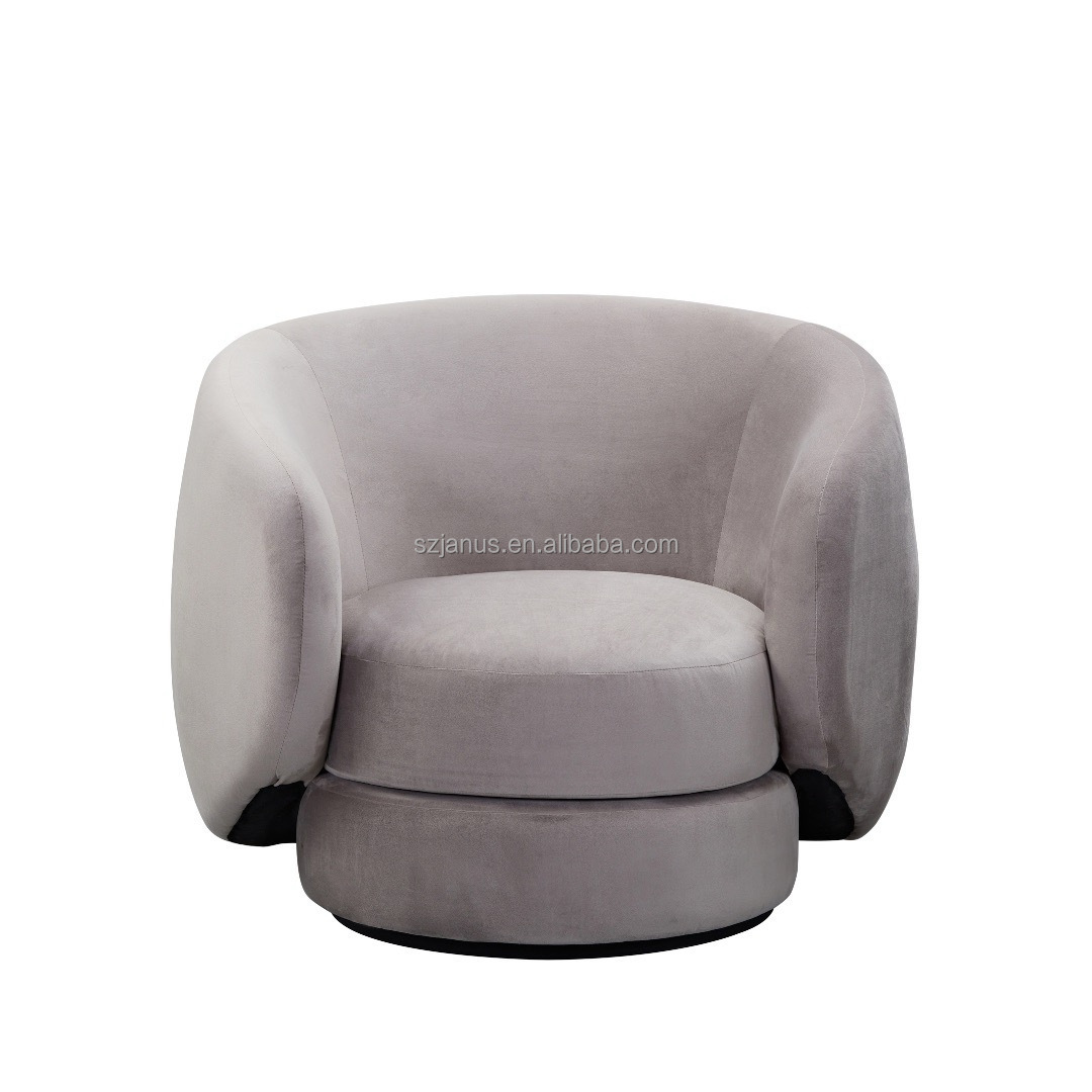 Luxury Modern Blue Velvet Swivel Chair Living Room Furniture Small Spun Arm Chairs