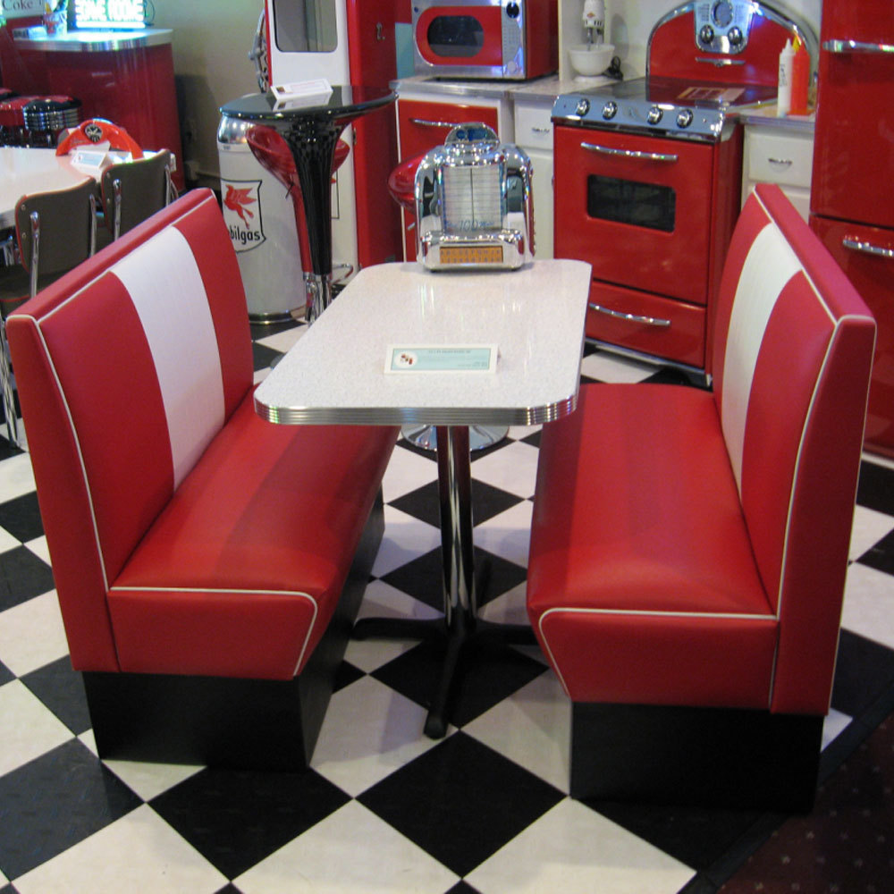 Black and white American style bel air retro diner table and booth seating set 50s retro dining bel air furniture