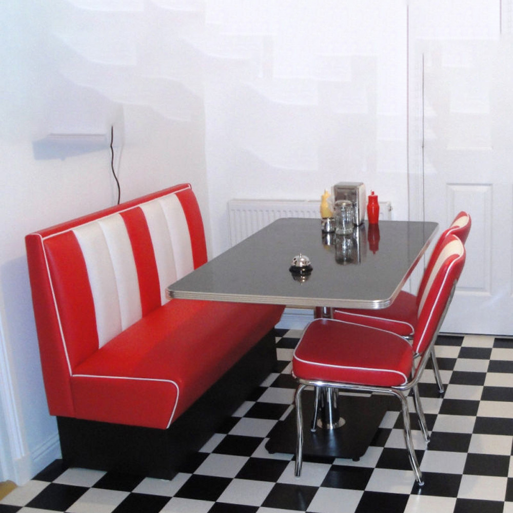 Black and white American style bel air retro diner table and booth seating set 50s retro dining bel air furniture