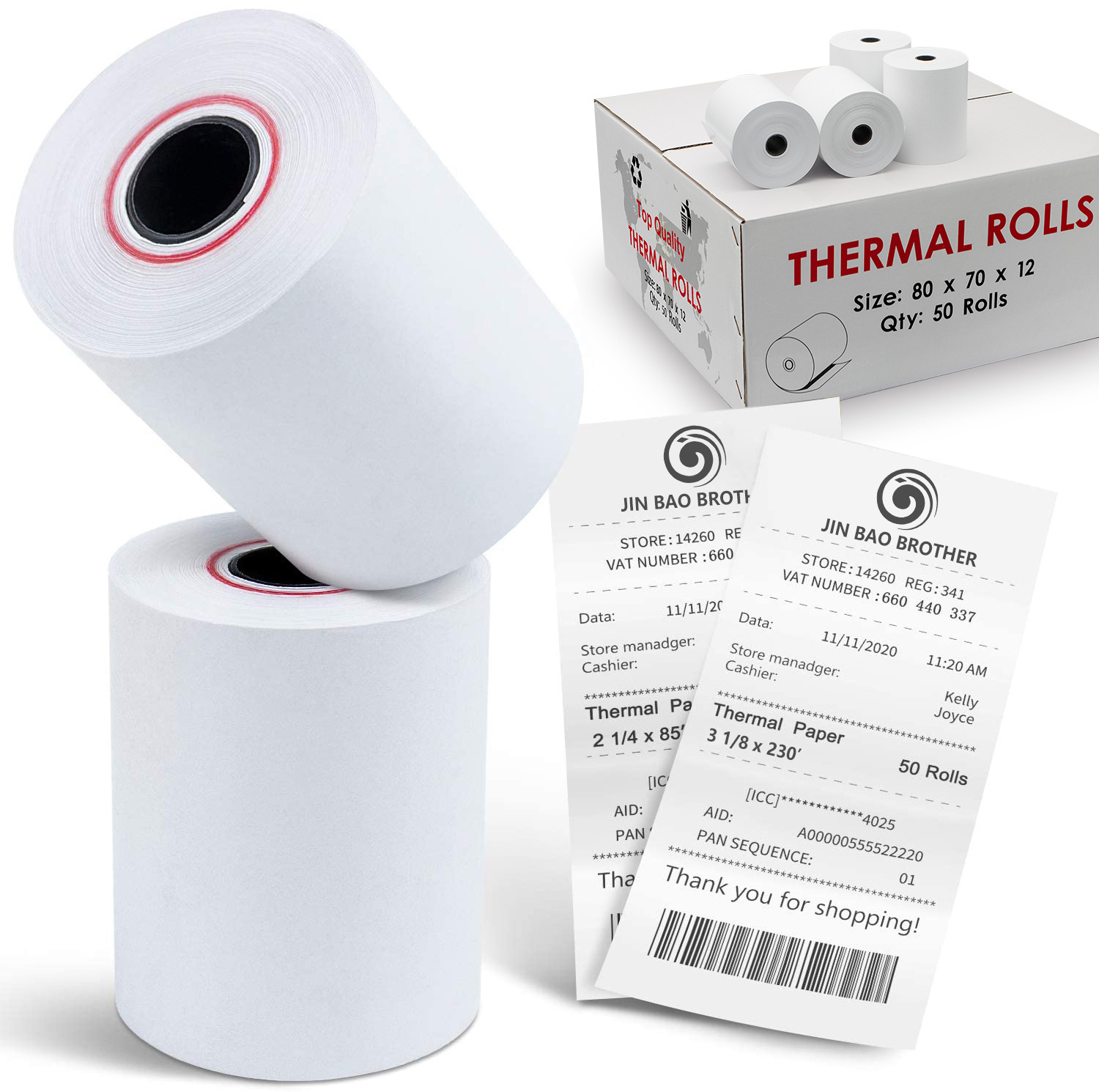 Factory Direct Thermal Paper Roll Cash Register Paper 80mm 57mm for Cashier Receipt POS ATM Bank Thermal Paper Roll