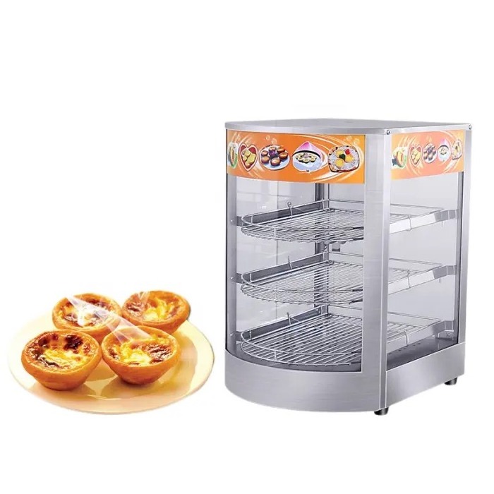 Electric Heating Cooked Food Warmer Display Tray Glass Insulation Cabinet Showcase Commercial