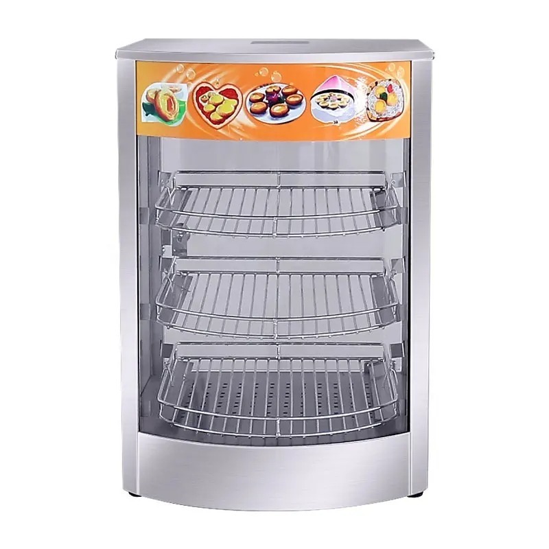 Electric Heating Cooked Food Warmer Display Tray Glass Insulation Cabinet Showcase Commercial