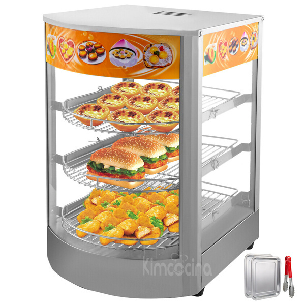 Electric Heating Cooked Food Warmer Display Tray Glass Insulation Cabinet Showcase Commercial