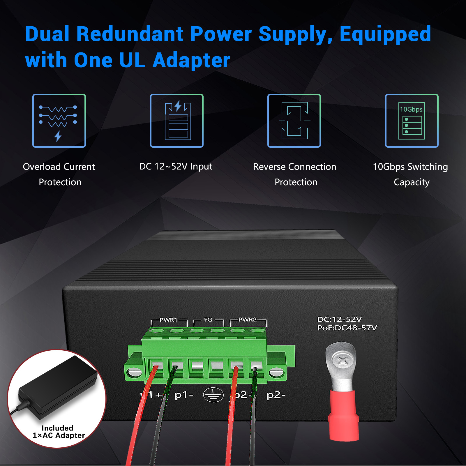 4 Ports Network Switch Unmanaged Fast Ethernet Industrial Internet Switch