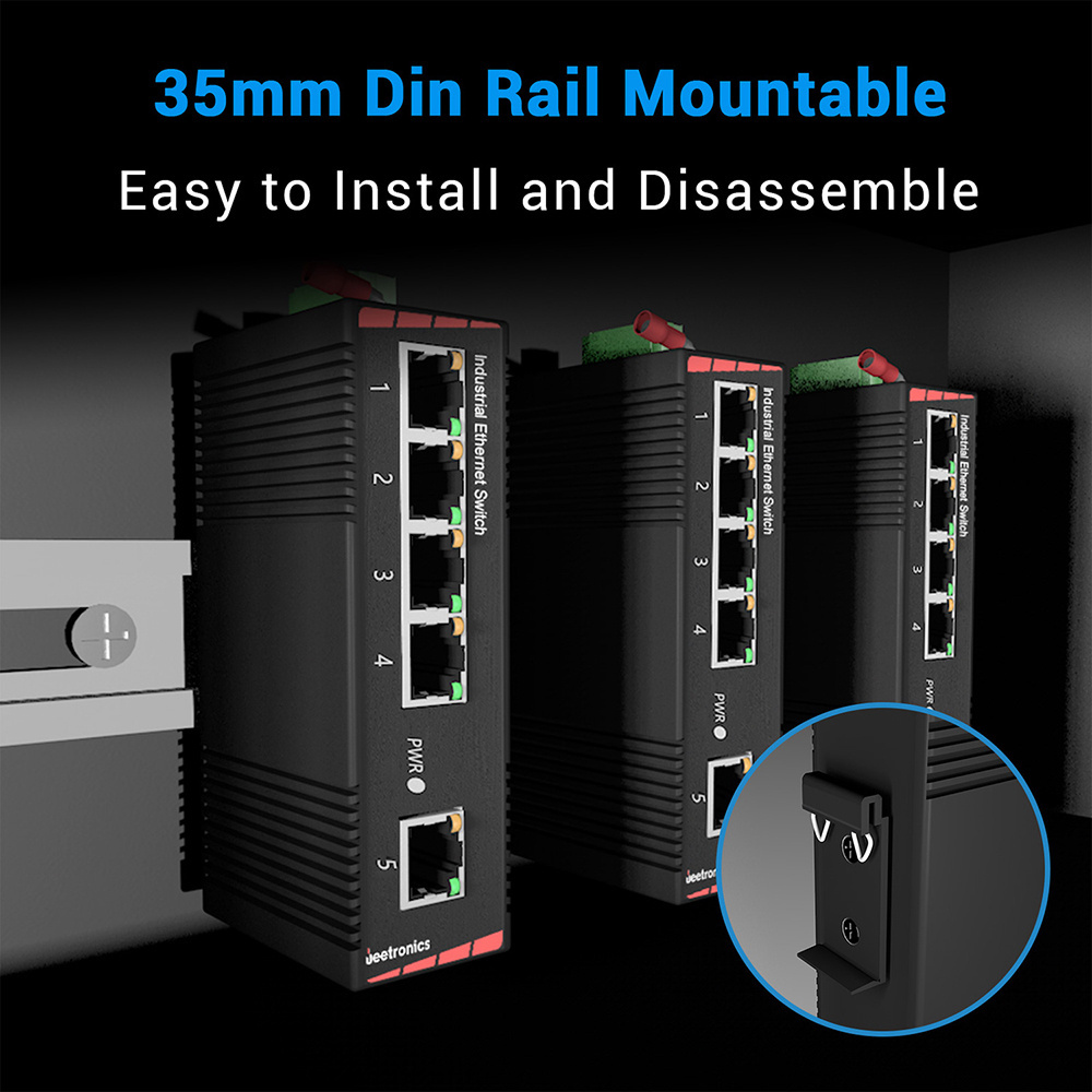 5x 10/100/1000Base-TX Unmanaged Gigabit Ethernet PoE Industrial Switch ...