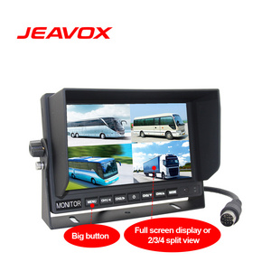 JEAVOX Quad 4Ways Back Up View Car Monitor 1Ch Rear View Reverse Parking Line Display CVBS 7 Inch Car Blind Area Video Monitor