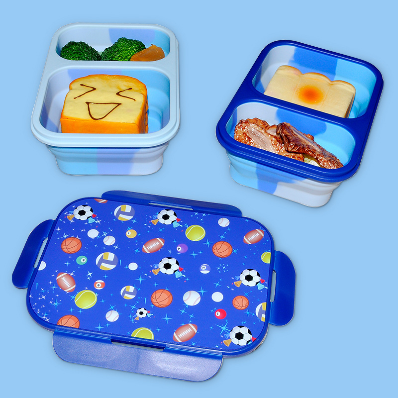 Wholesale Eco-Friendly Durable Leakproof Silicone Cute Children Kid School Bento Lunch Box With Cutlery