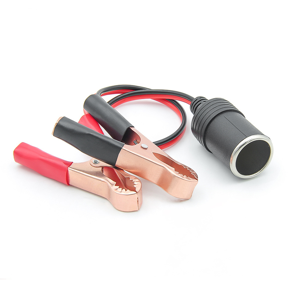 Alligator Clip To Cigarette Lighter Female Power Converter Battery Adapter Auto Socket 12V Power Car Cigarette Lighter