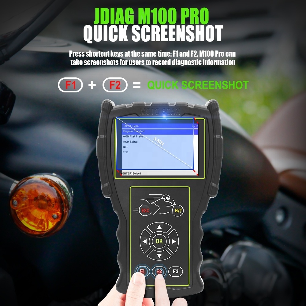 JDiag M100 Motorcycle 2in1 OBD2 Automotive Diagnostic Scanner Support 12V Battery Analyzer Tester