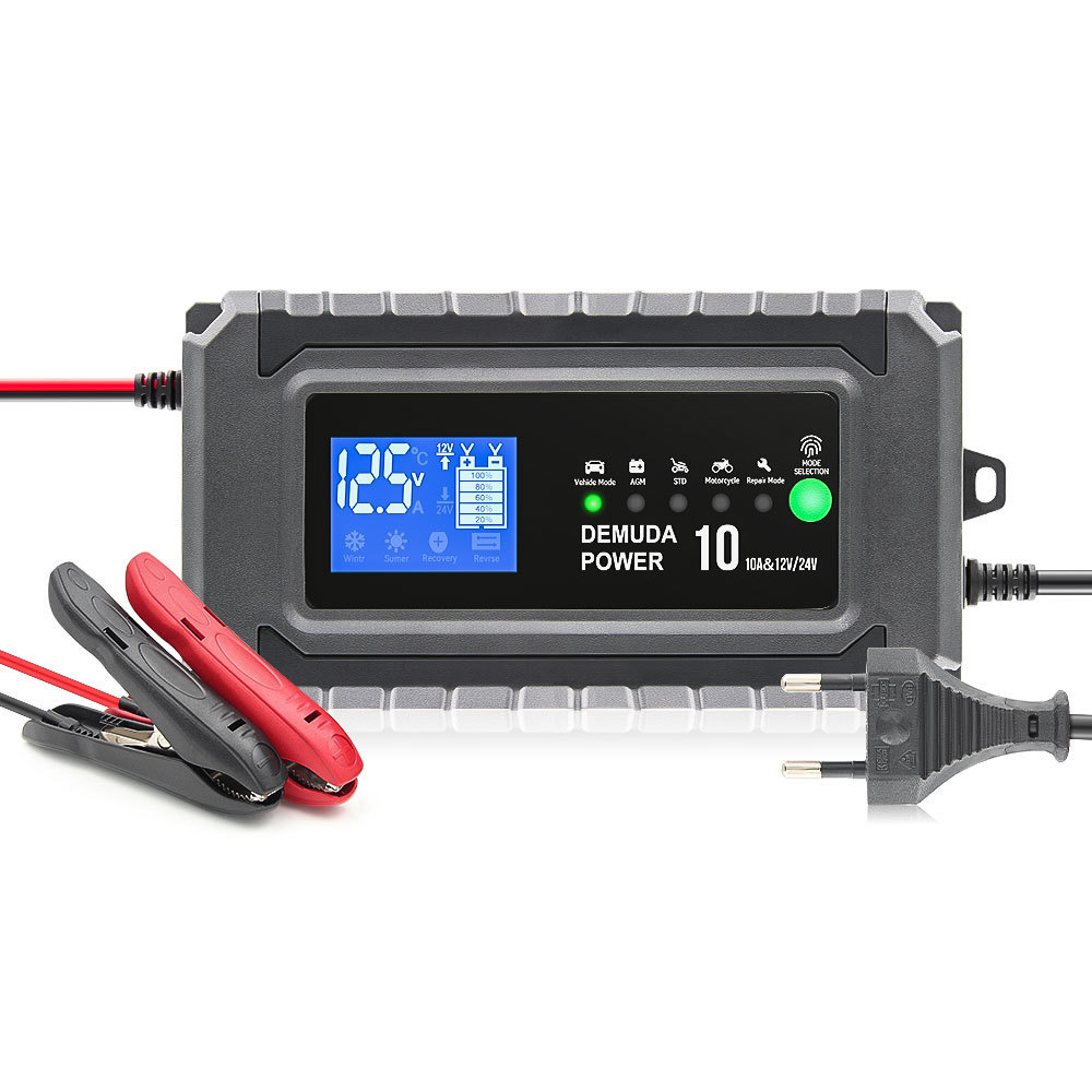 Pulse Repair 12V 10A 24V 5A Lead Acid Battery Charger for Truck Car AGM Deep Cycle VRLA 4AH-100AH Battri Charger LCD Display